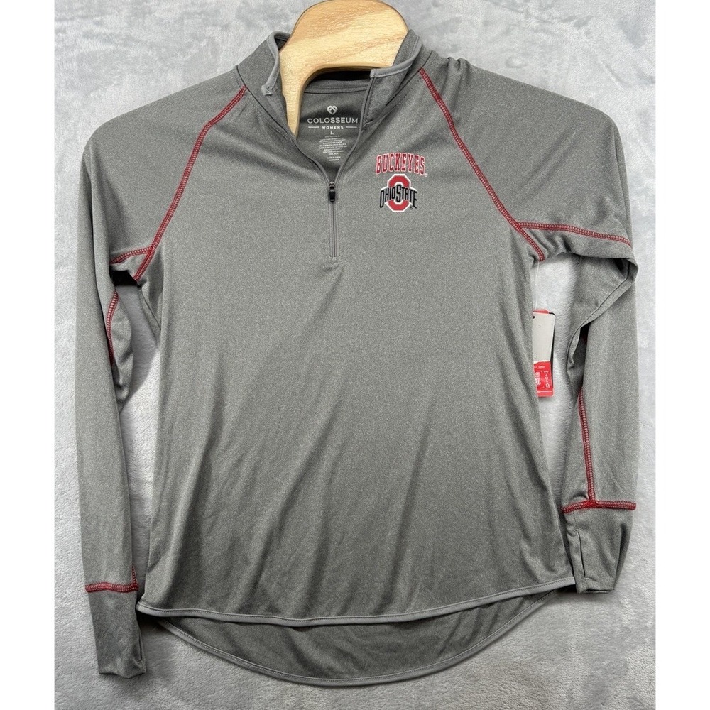 Colosseum Ohio State Buckeyes Pullover 1/4 Zip Long Sleeve Shirt Women's L‎ NWT